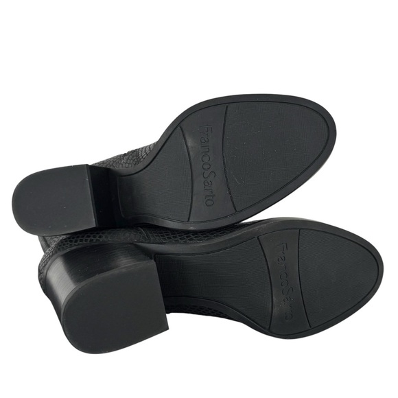 Franco Sarto Owens Ankle Booties Black Leather Block Heel Snake Embossed | Sz 6 - Picture 8 of 10